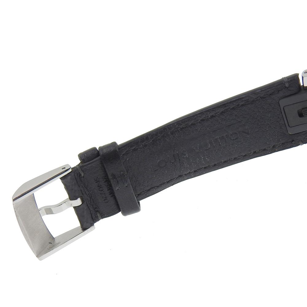 Louis Vuitton Tambour GM Watches QA073 blackDial Stainless Steel/Monogram Eclipse Canvas Quartz Analog Display Mens Used