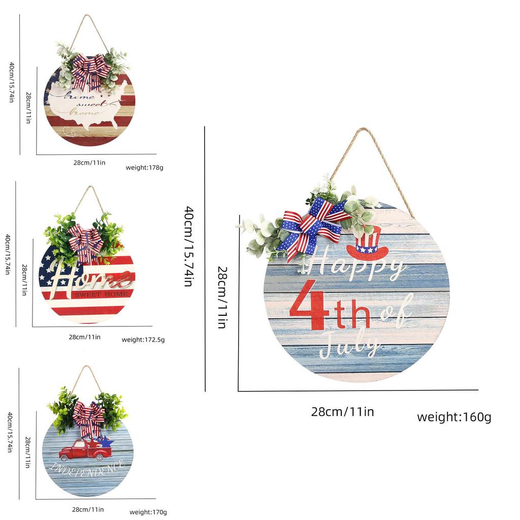Unique Wooden Door Hanger Decor For Independence Day With Festive American Flag Design