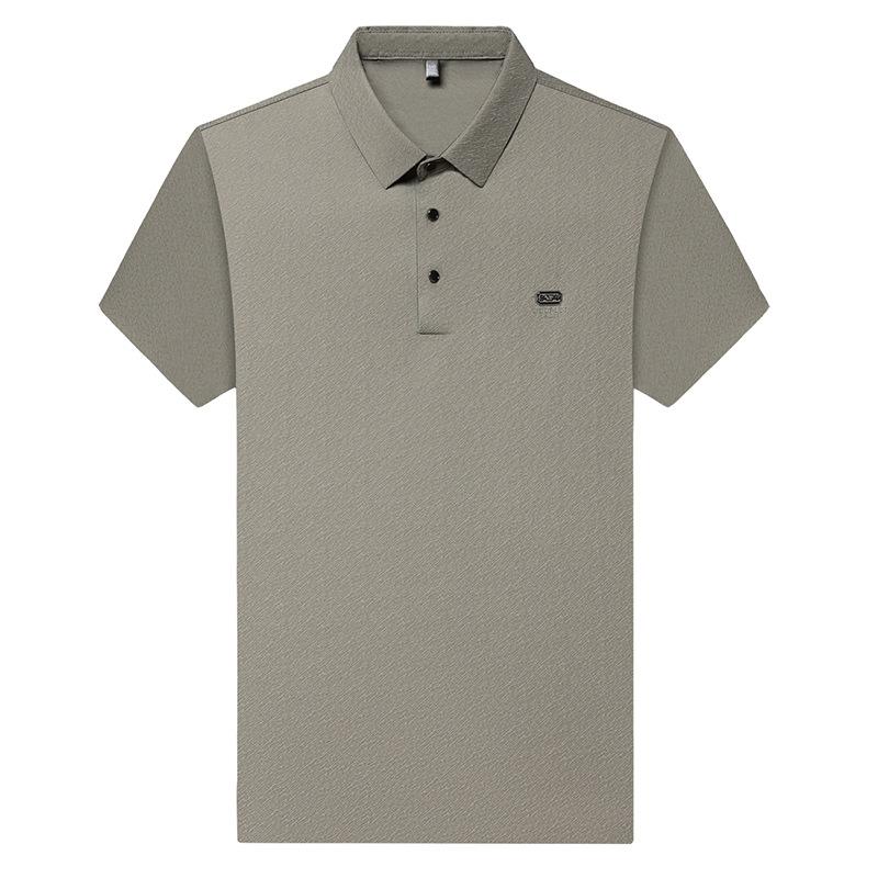 Medium Men'S Short-Sleeved T-Shirt Breathable Mulberry Silk Casual Loose Lapel Polo Shirt Top