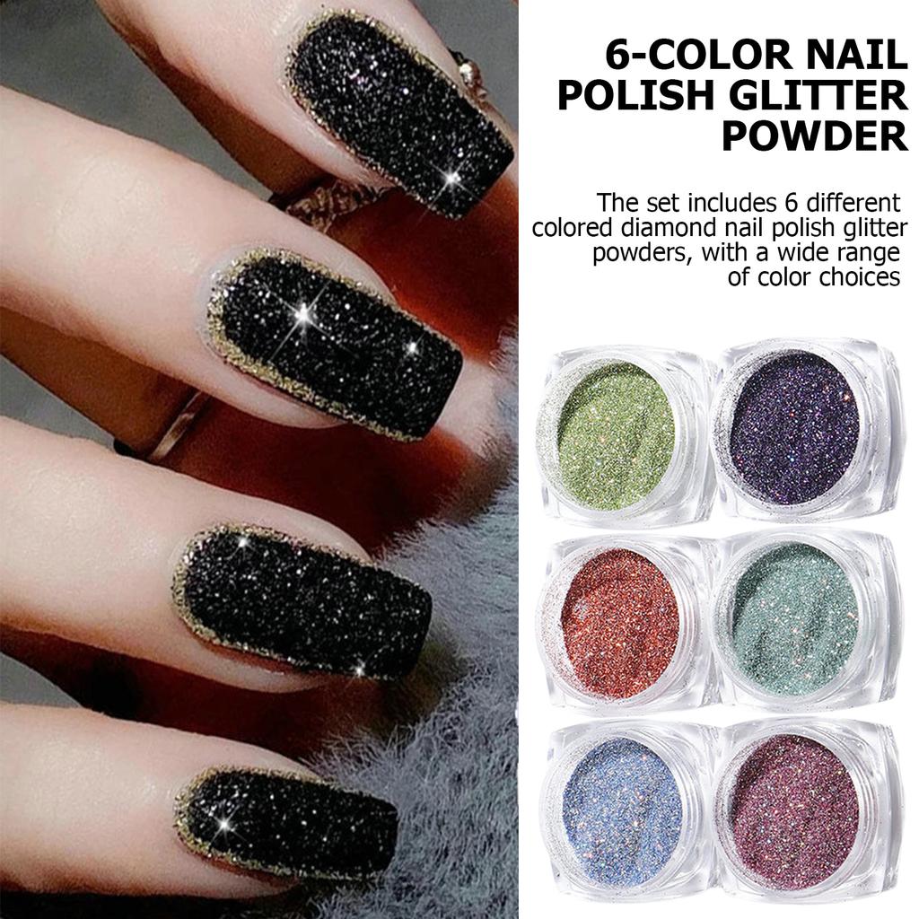6 Color Nail Powder Set Holographic Glitter Nails Glitter Nail Powders Nails Art Decorations Perfect for Beautiful Nails