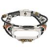 Retro Leather Wrist Strap for Xiaomi Mi Band 5 6 NFC Fashion DIY Upgrade WristbandBlack Silver