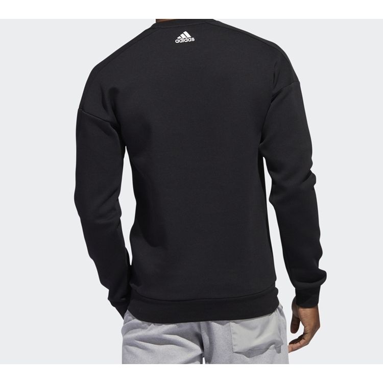 Adidas Logo Print Sports Pullover Hoodie Men Tops Black FU6222