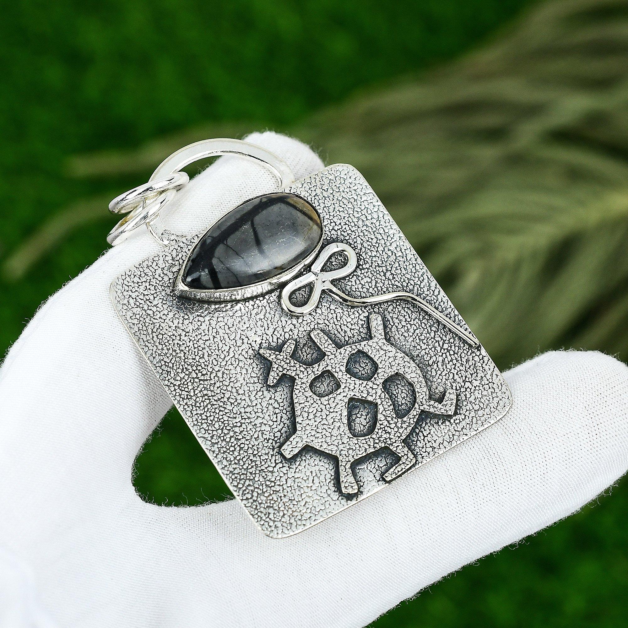 

Распродажа ко Дню дружбы Подвеска-безель из стерлингового серебра с натуральной яшмой пикассо