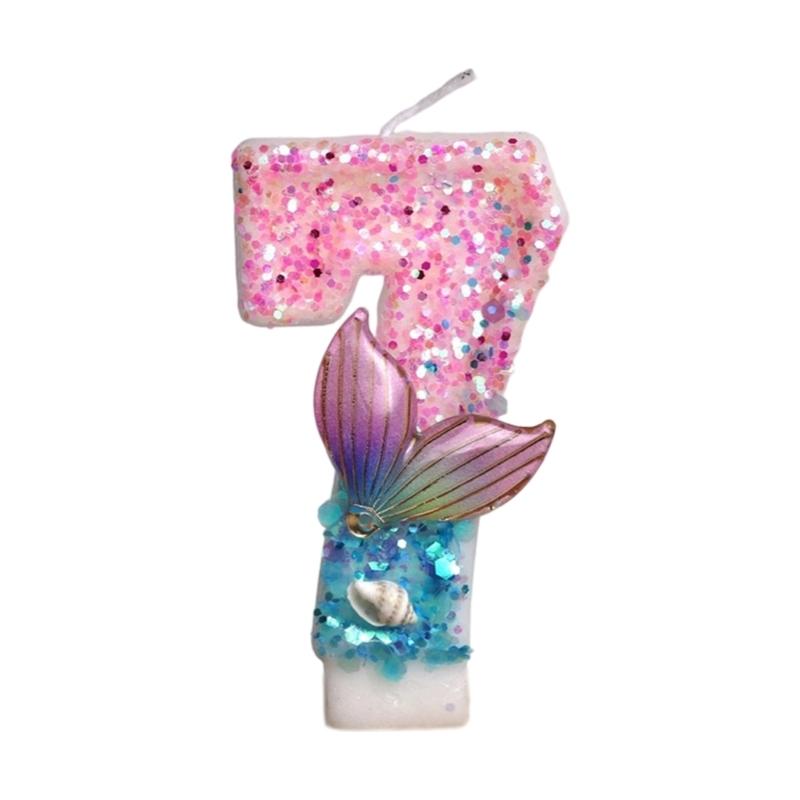 Ocean Mermaids Themed Birthday Number Candle Paraffins Wax Safe For Kids Girls Parties And Cake Toppers Decorations
