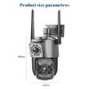 Wifi Waterproof Dual-Lens Camera Outdoor 4MP PTZ Human Detection Color Night Vision Security Camera with Dual Screen Surveillanc