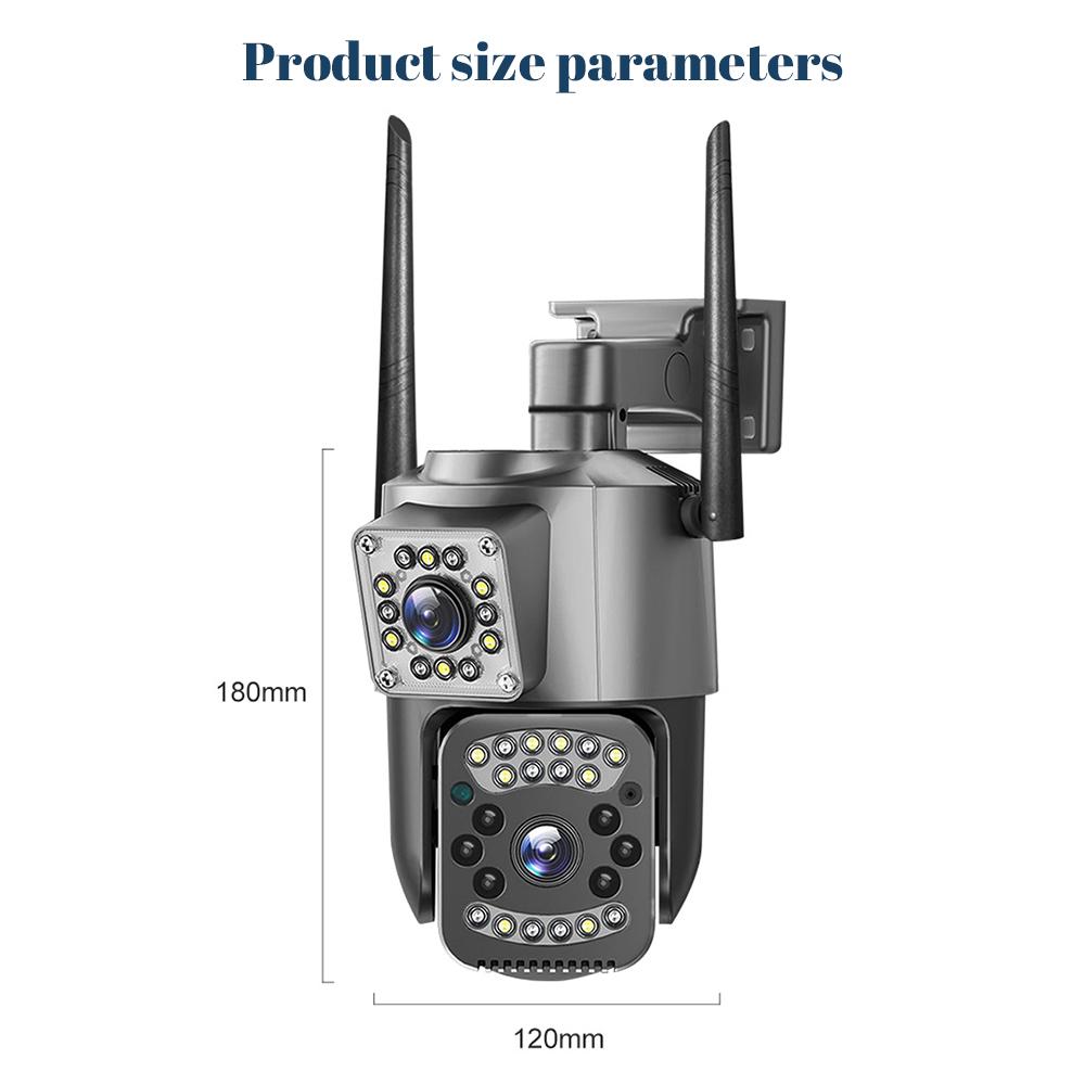Wifi Waterproof Dual-Lens Camera Outdoor 4MP PTZ Human Detection Color Night Vision Security Camera with Dual Screen Surveillanc
