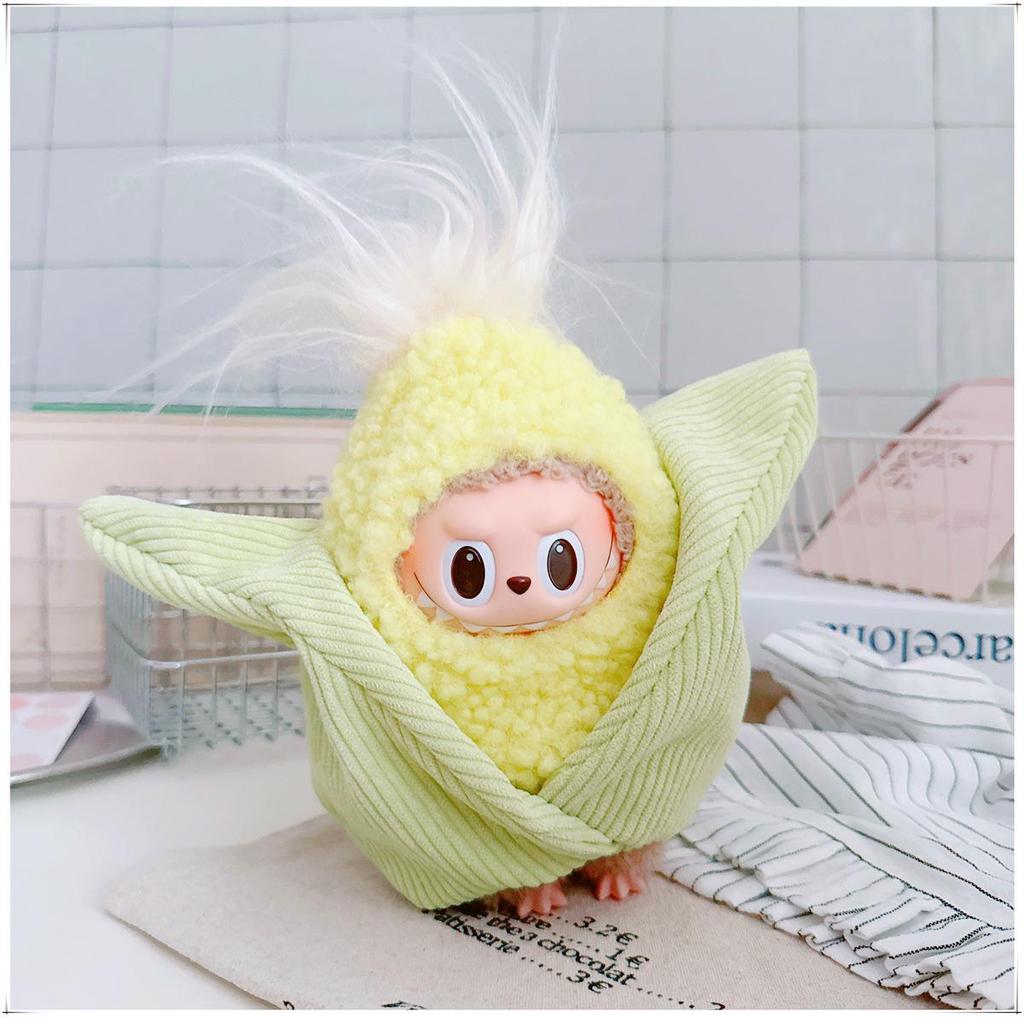 First, Second, and Third Generation Labubu Doll Clothes: 17cm Plush Onesie for 10cm Labubu Dolls, Cute Cartoon Design
