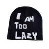 Am Letter I Too Lazy Embellishment Retro Streetwear Warm Wool Hat Knit Couples