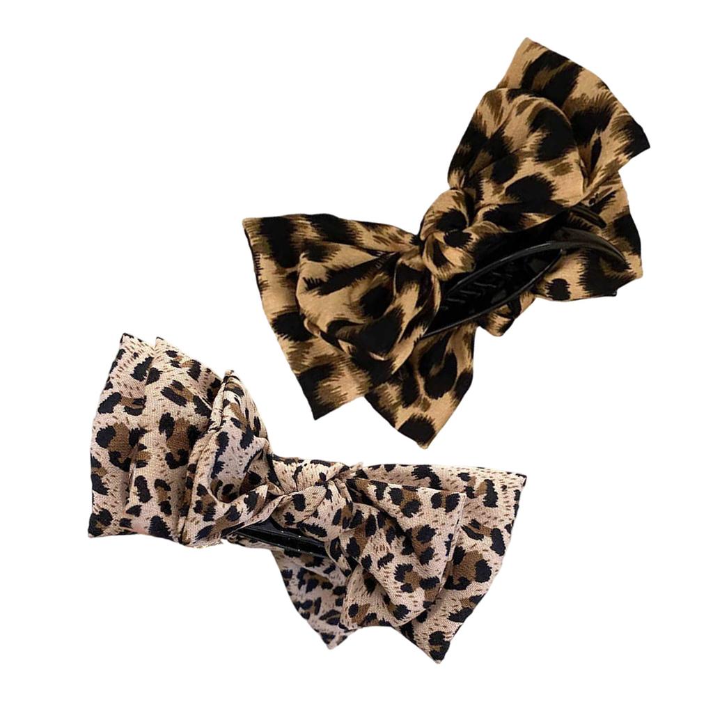 Leopard Print Hair Claw Clip Large Hair Claw Hair Adornment Lovely Bows Hair Claw Clip Hair Ornamentation