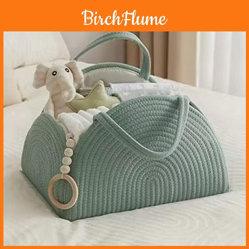 Baby Diaper Basket With Cotton Rope Handle For Nursery Storage Organizer For New Parents