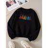 Colorful Christmas Trees Pattern 2026 New Girls' Long-sleeve Casual Crewneck Sweatshirt, Suitable for Outdoor Sports