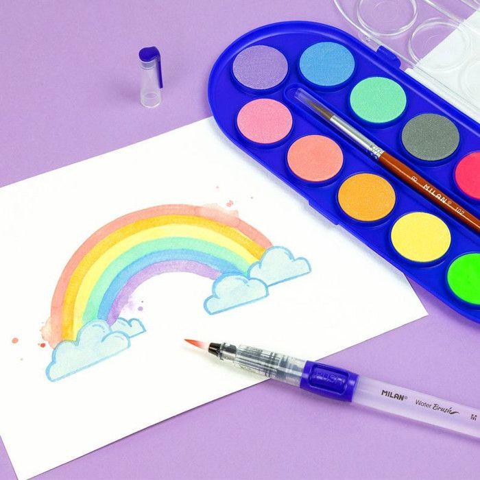 Aquarelles - alpexe - étuis 12 - fluorescent - métallisé - pour enfants