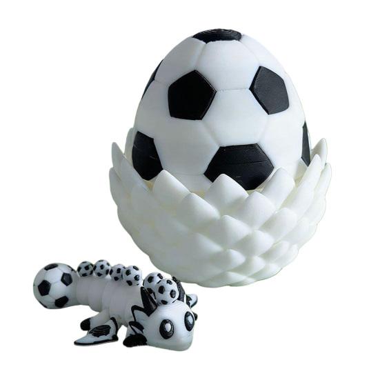 Flexible Sports Ball Dragon And Egg, Articulated Dragon Fidget Toy, 3D Printed Egg with Winged Dragon Inside, Stress Relief Desk Toy