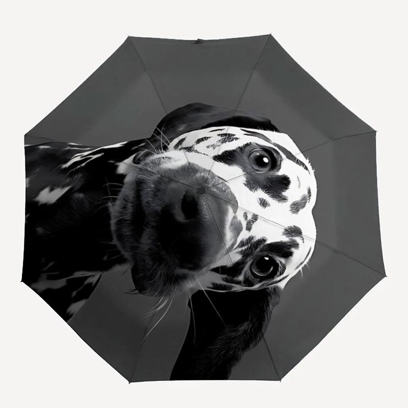 

1pc Dalmatian One Umbrella a Plastic Hle, Compact Stylish, with a Vibrant Cartoon Pattern, Perfect Home, Travel