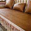 Summer Coolness Rattan Mat Fabric Sofa Cover European Hemline Living Room Decoration Non-slip Slipcover Sofa Cushion Home Decor