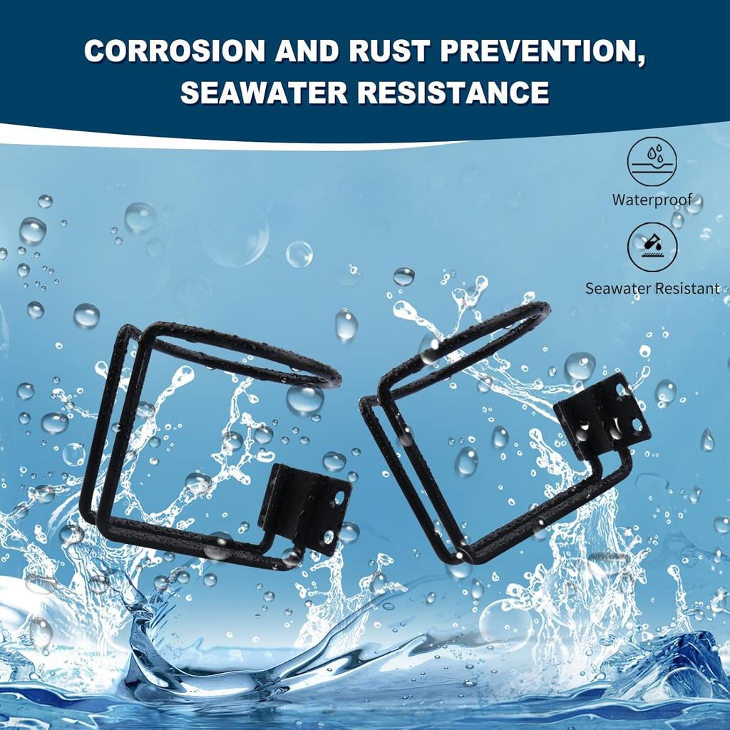 4 Pcs Cup Holders For Boat,Stainless Steel Wall Mounted Cup Holder For Drinks,Black Ring Cup Holder Drink Holder For Marine