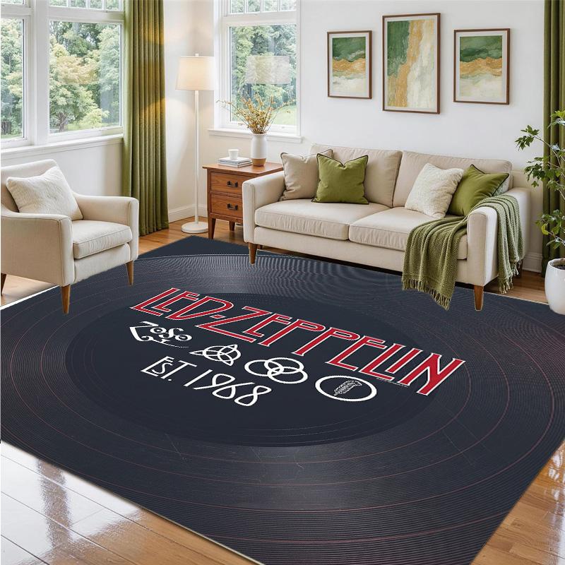 Led Zeppelin Design Crystal Velvet Rug Soft Decorative Mat for Bedroom Entrance
