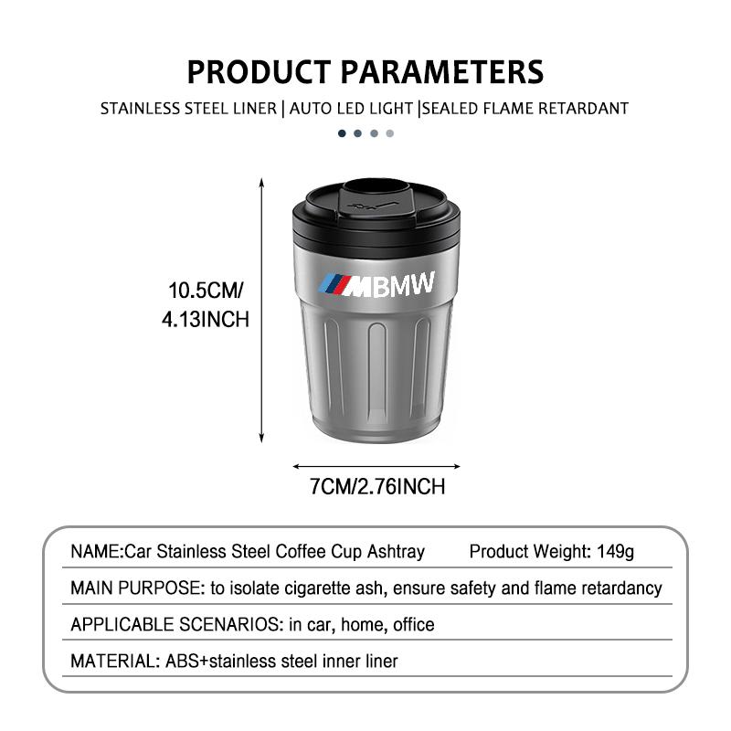 DLCP9 Universal Portable Car Stainless Steel Ashtray Cup Holder For BMW M Performance Alpina M3 M5 M6 X1 X3 X4 X5 G20