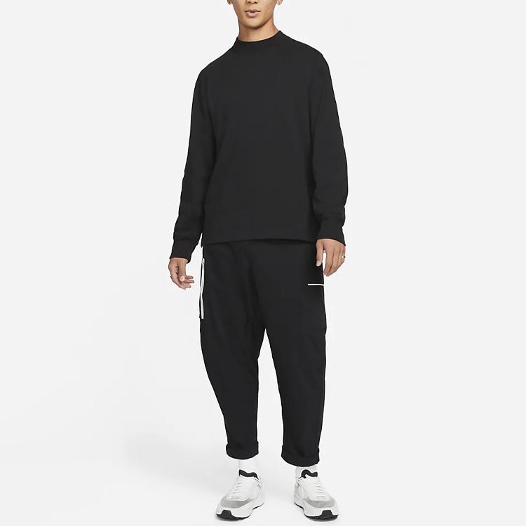 Nike Logo Print Loose Long Sleeve Crew Neck T-Shirt Unisex Tops Black DD7029-010