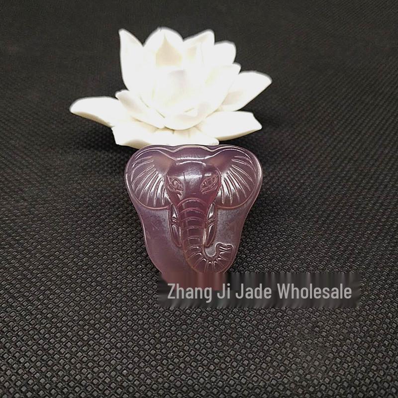 Purple Chalcedony Elephant Head Ganesha Charm Pendant for Men and Women – Exquisite Birthday Gift 104