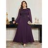 Plus Size Elegant Round Neck Beaded Embroidered Sequin Evening Gown Formal Wedding Party Bridesmaid Dress