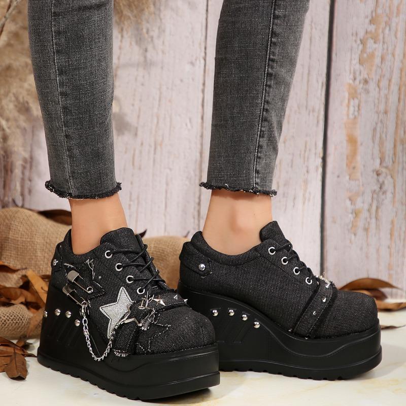 

Fashion Gothic Chunky Platform Wedges Denim Women Mary Janes Shoes 2024 New Y2k Sweet Cute Fashion Women Shoes Pumps Loafers Comfy Shoes 42