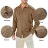 Men Solid Color Casual Shirt Lapel Long Sleeve Flap Pockets Single Breasted Shirt Loose Fit Tops Workwear