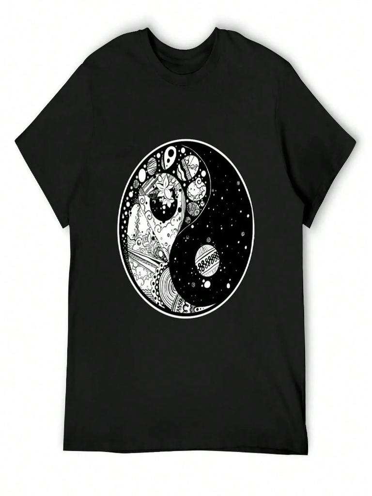 Abstract Ying Yang T-Shirt Vintage Anime Shirt Anime Stuff Funny Costumes T-Shirts For unisex Cotton