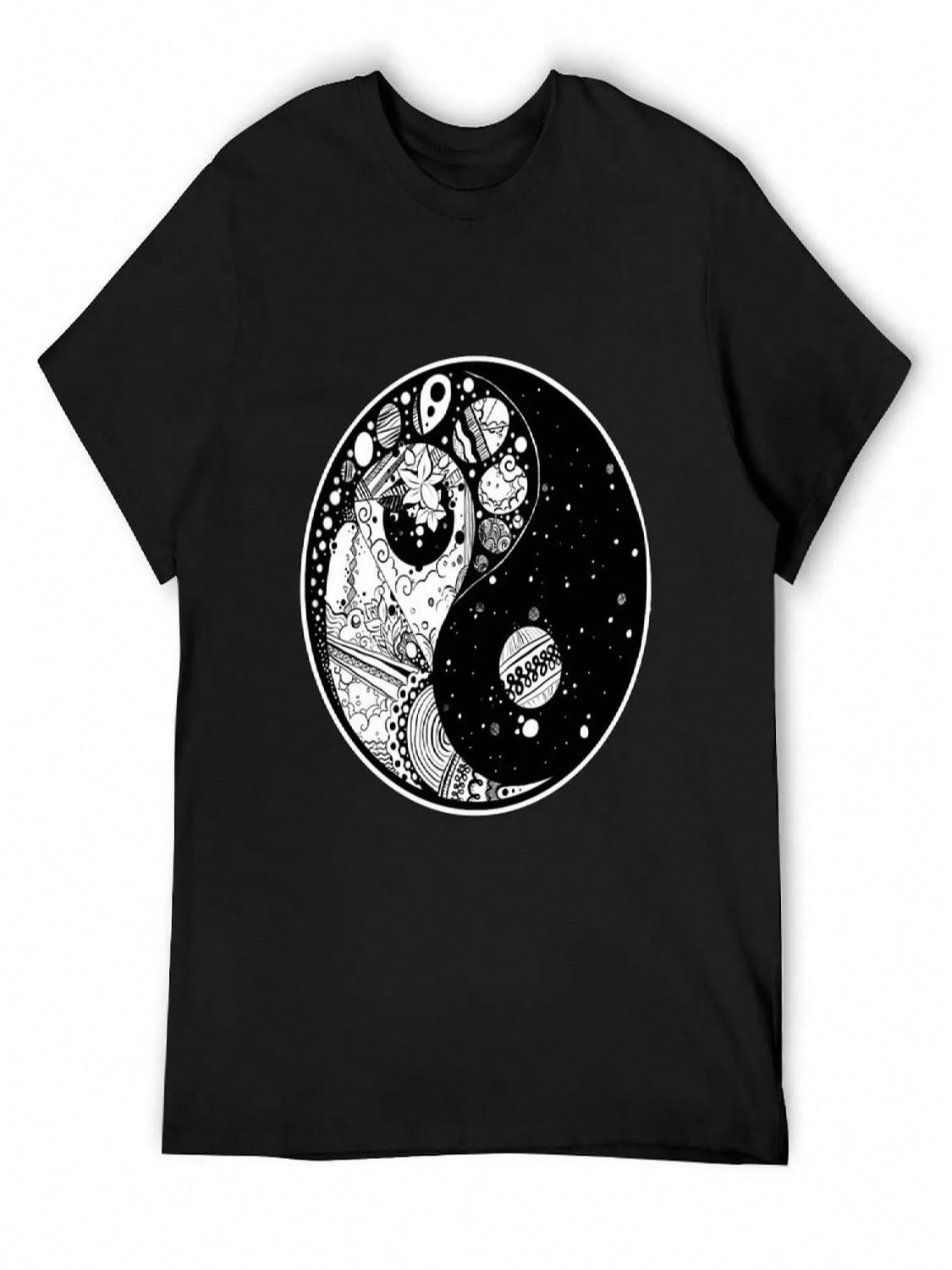 Abstract Ying Yang T-Shirt Vintage Anime Shirt Anime Stuff Funny Costumes T-Shirts For unisex Cotton S разноцветный