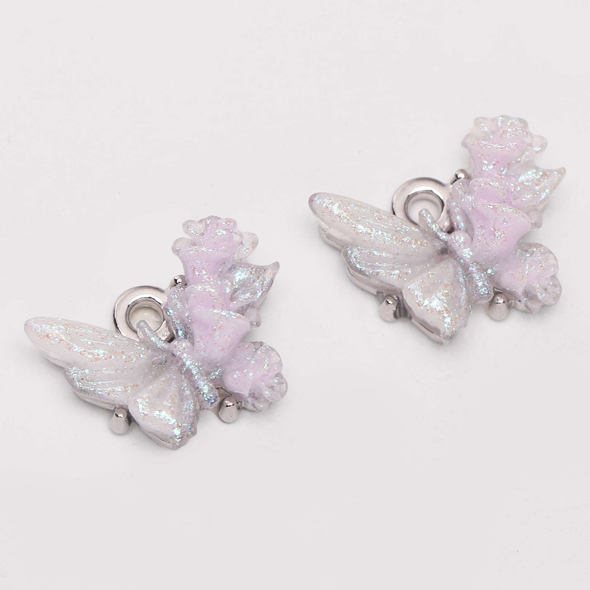 1pc Flower Butterfly Pendant Alloy Rhinestone Inlaid Butterfly Pendant Charm Bracelet Necklace Jewelry Pendant DIY Handmade 01#
