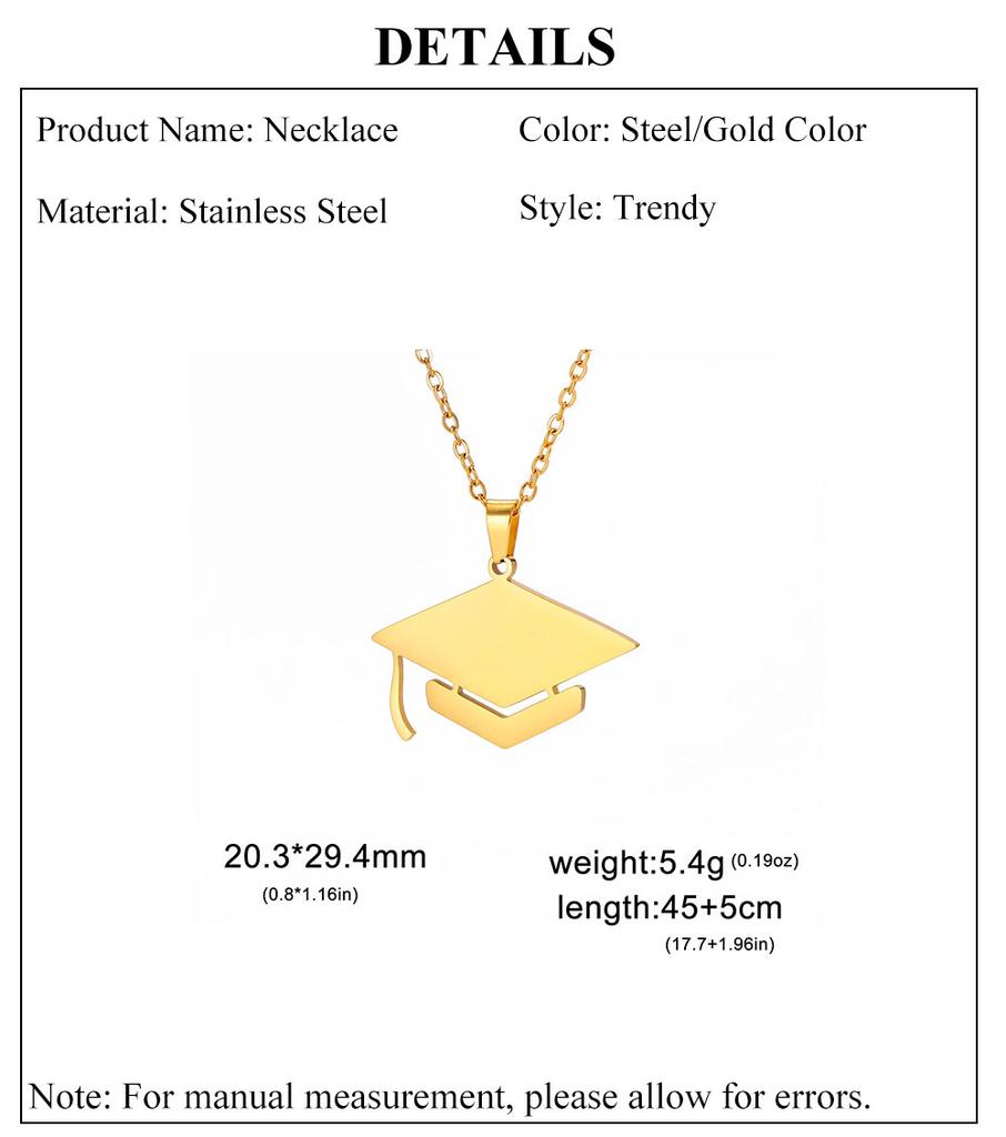 Cazador University Graduation Bachelor Cap Necklaces for Women Men Stainless Steel Anniversary Gift Necklace Jewelry 2026 New