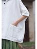 Women's Cotton Linen Hooded Frog Button T-shirt - Autumn/Winter Short Sleeve Sun Protection
