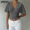 JPNTKY Women's Fashion Casual V-Neck Short Sleeve Blouses & Shirts