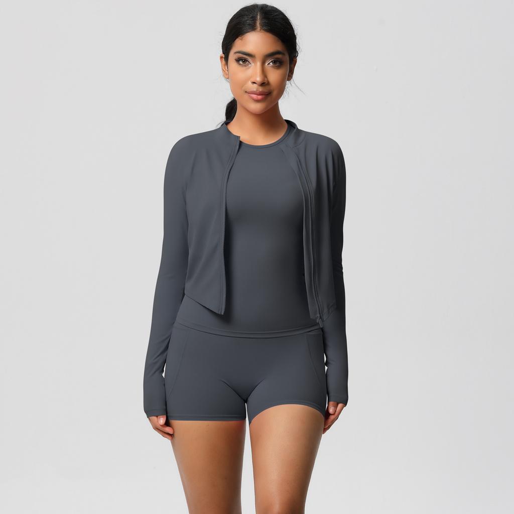 New Cloud Sensing Quick Drying Tight Pocket Shorts Three Piece Set Pilates Yoga Running Fitness Set For Women