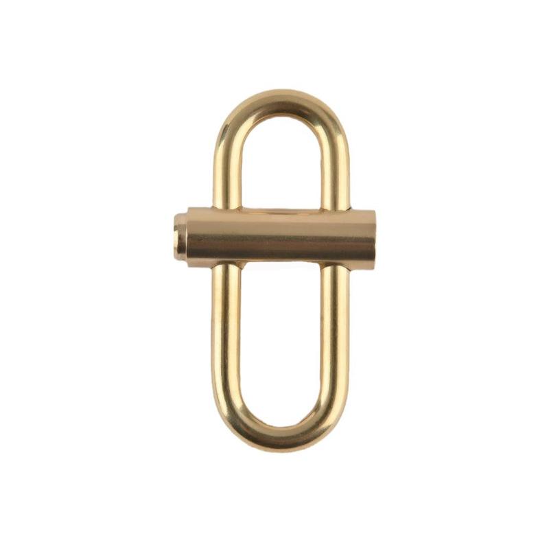 Brass Handmade Luban Lock Keychain with Quick Release Buckle and Waist Hanger.