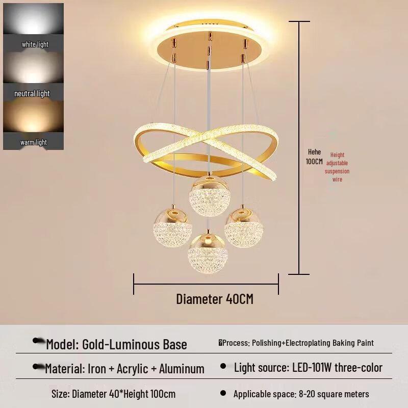 Shengbei Modern Gold 4-Light Pendant Chandelier