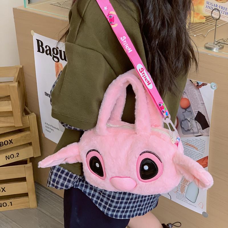 Sanrio Stitch Plush Cartoon Handbag: Cute, Versatile Children's Crossbody Coin Purse.