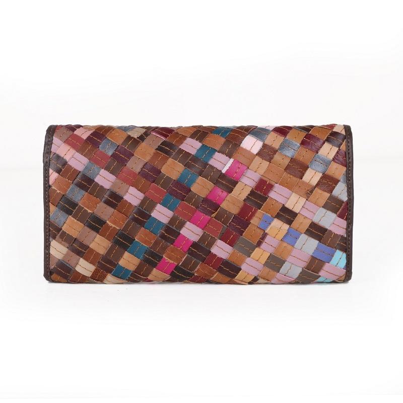 Wallet Long Girls Sheepskin Woven Bag Clutch Bag Women'S Multi-Color Bag Change Bag
