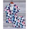 Ensemble chemise et short d'été pour homme, motif palmier et plantes tropicales, col rabattu, mode tropicale décontractée pour les vacances