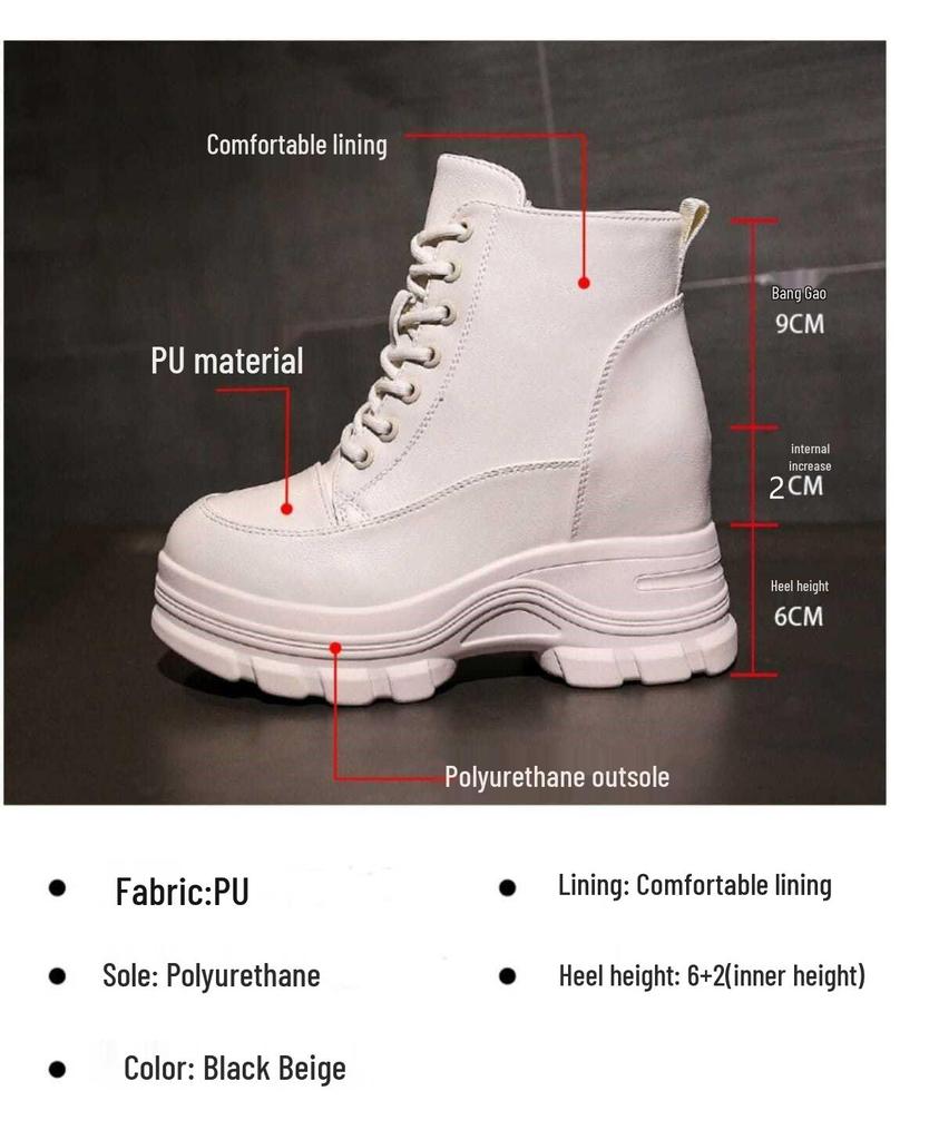 Thick-Sole Martin Boots for Women: Stylish, Height-Boosting Ankle Shoes for Autumn & Winter (Men's Size Available)