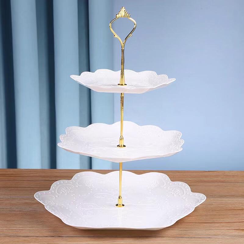 European Style 3-Tier Serving Platter for Desserts and Fruits