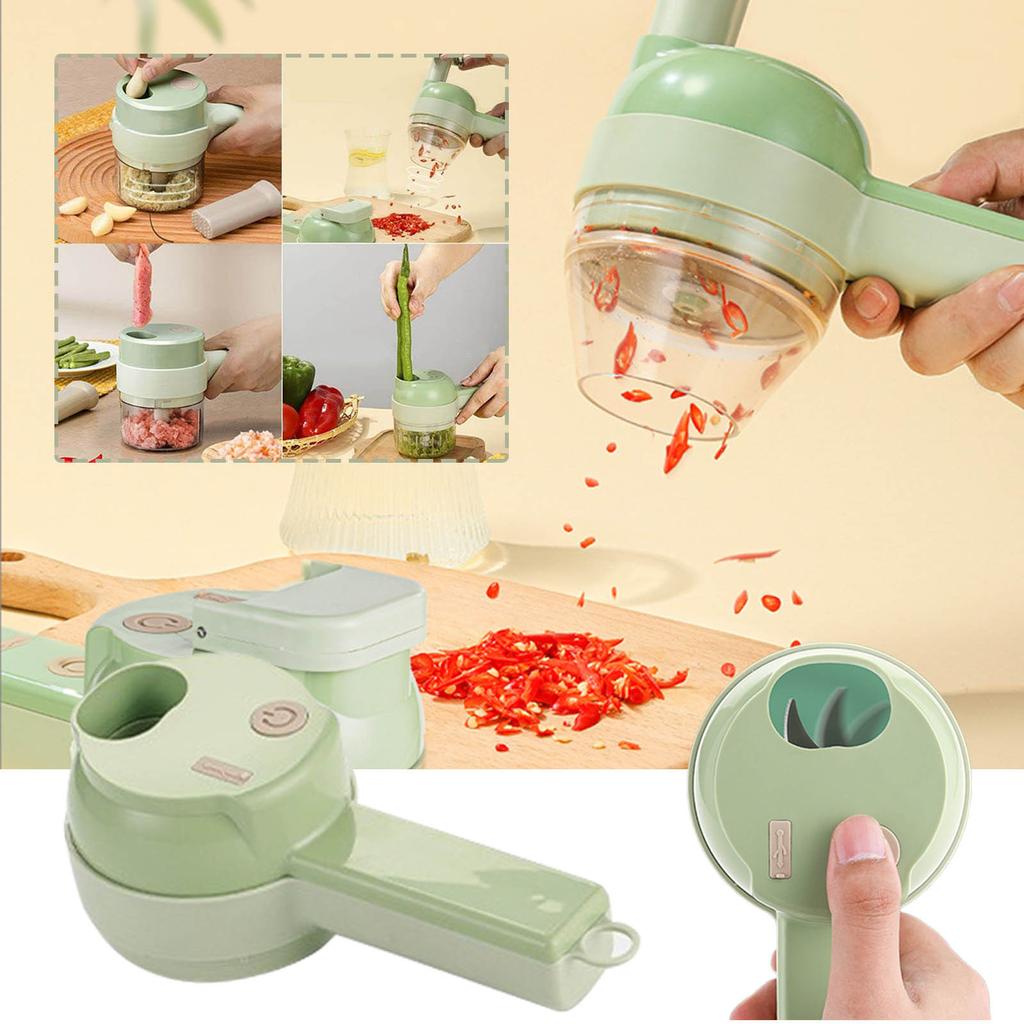 Electric Food Chopper Wireless Mini Vegetable Cutter Garlic Grinder Multi Function Food Processor with Removable Blades and Transparent Container