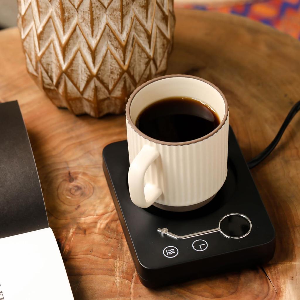 Kyerlish Cup Warmer, Coffee Warmer Coaster, Mug Warmer, Drink Warmer with 3 Temperature Settings (55°C, 65°C, 75°C), Gravity Sensor, Quiet