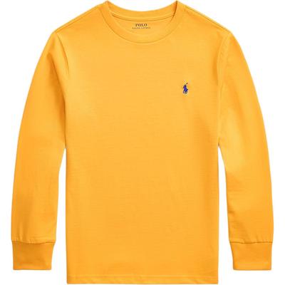 Polo Solid Color Crew Neck Embroidered Pony Long Sleeve Kids Tops Yellow 323854677-082