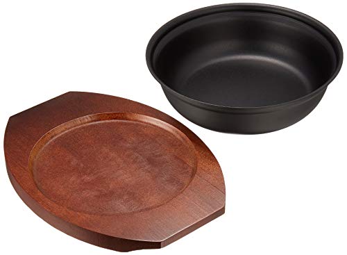 Endo Shoji Commercial All-Purpose Steak Plate, Iron and Wood, Made in Japan, PSTB0