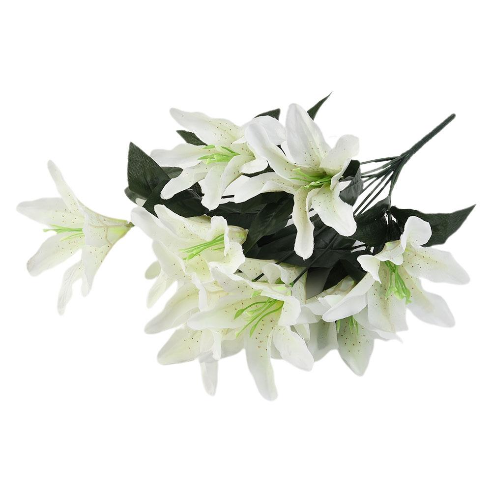 Exquisite 45cm Artificial Lillies 10 Head Flower Bunch Elegant Home Decor