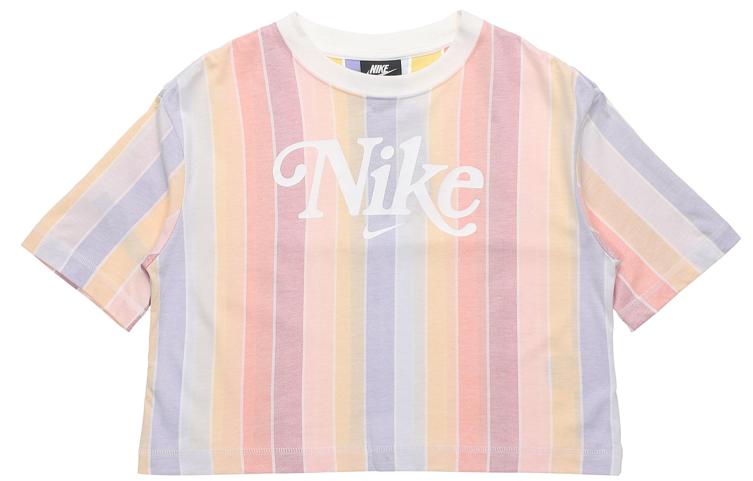 Nike T Shirt Women s Multicolor Stripes CJ2503-100 XS