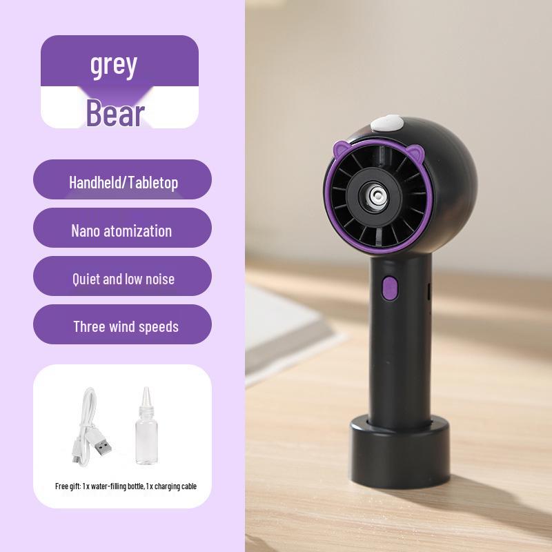 Cartoon Mini Handheld Humidifying Fan with USB Charging