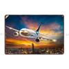 Airplane Over City Metal Sign Garage Cinema Customize Garage Bar Tin Sign Poster