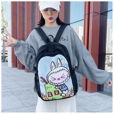Mochila escolar de coelho estampada, mochila fofa de desenho animado para alunos do ensino fundamental, boneca para meninos e meninas do 1º ao 3º ano